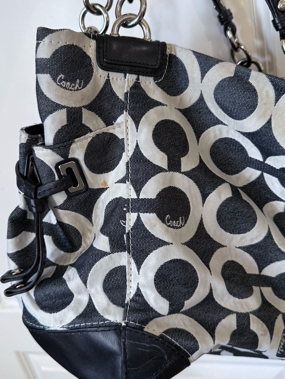 Coach Black & White Signature Shoulder Bag - Picture 14 of 14